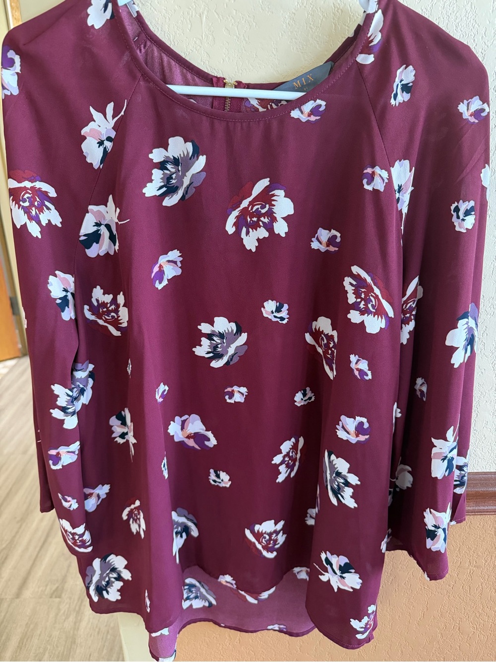 Mix It Plum Floral Long-Sleeve Blouse